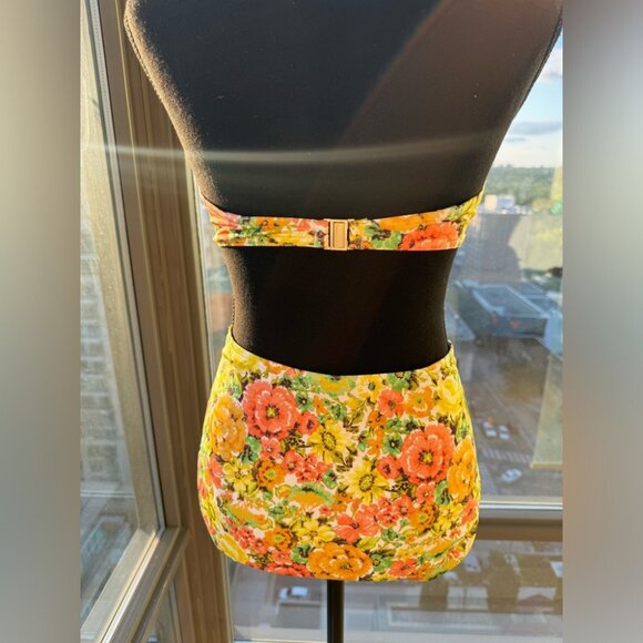 🆕 ZIMMERMANN 🧿 NWOT Yellowy Floral Print Balconette Bandeau Bikini - Sz 2/US 6 - Picture 10 of 16